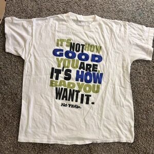 Vintage No Fear Single Stitch T Shirt White Blue Green Black Mens L *See Details